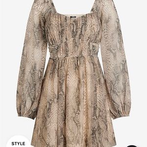 Snakeskin Sweetheart Neckline Mini Babydoll Dress